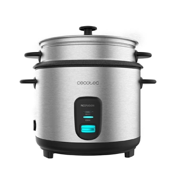 Cecotec RiceFusion 7000 riskokare i rostfritt stål. 700 W, kapacitet 1,8 liter, 10 portioner, rostfritt stål och glaslock. Fungera Rostfritt stål