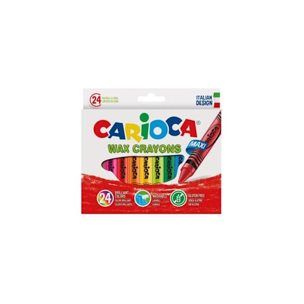 Vaxkritor - Carioca - 24 kritor - Flerfärgad - Tvättbar - 10 mm i diameter Flerfärgad