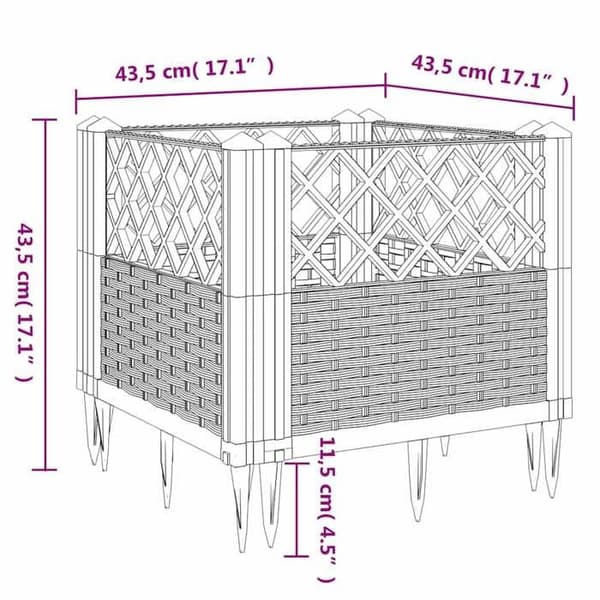 vidaXL Blomlåda med pinnar blågrå 43,5x43,5x43,5 cm PP 368009