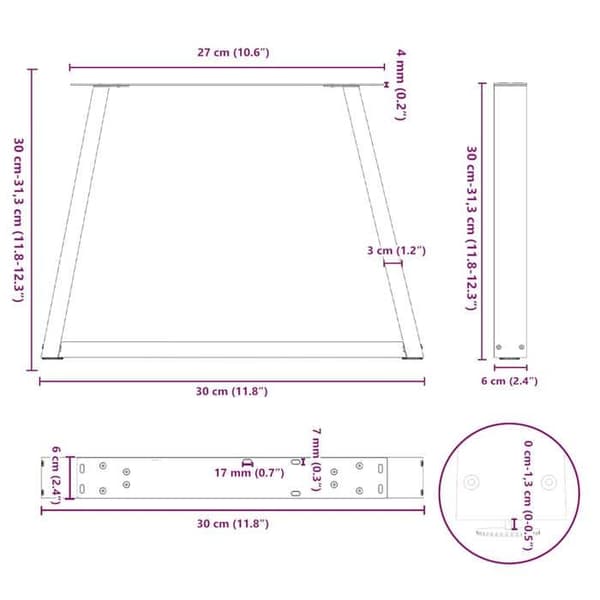 vidaXL V-formade soffbordsben, 2 stycken, vit, 30 x (30-31,3) cm, stål 4012521