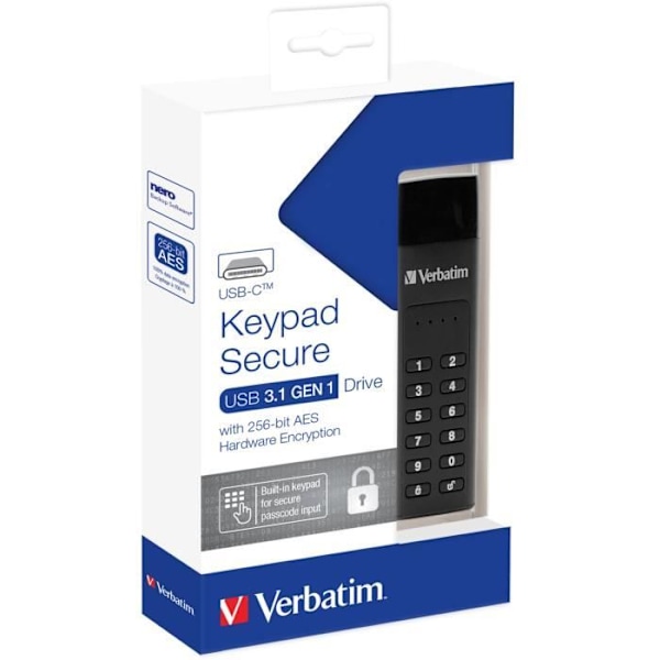 Clé USB - Verbatim - 49430 - 32 Go - USB Type-C - AES 256-Bits Kryptering