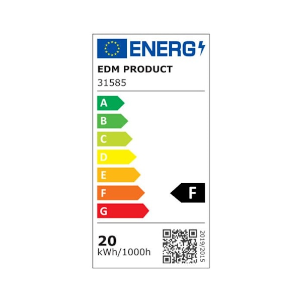Fyrkantig LED-spotlight EDM - 22cm - 20W - 1500lm - 4000K - Krom ram - 31585 Krom