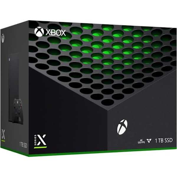 Xbox Series X-konsol - Microsoft - 1 TB - 12 Teraflops - 4K/8K HDR-kompatibel - Svart Svart