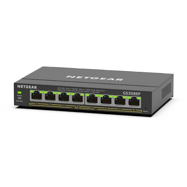 Switch Ethernet PoE 8 portar - NETGEAR - GS308EP - Smart hanterbar - Tyst - 62 W