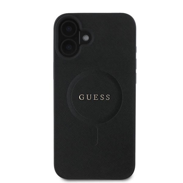 Mobilskal för iPhone 16 Plus - Guess Saffiano Classic Logo MagSafe (GUHMP16MPSAHMCK) - Svart