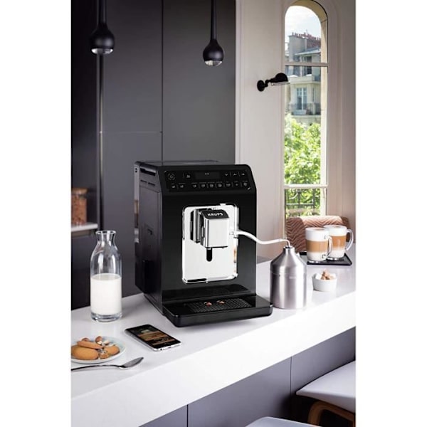 Krups Evidence EA890810 - Automatisk kaffemaskin med "Cappuccino" ångmunstycke - 15 bar - 10 koppar - svart