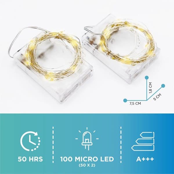 Inomhus ljusslinga - LAC FUTURE - Mini LED ljusslinga - Batterier 3xAAA - Vit - 3W