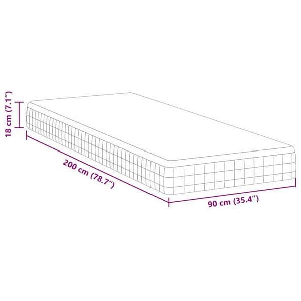 Vidaxl Madrass Vit och Grå 90 x 200 cm Vår Bonell