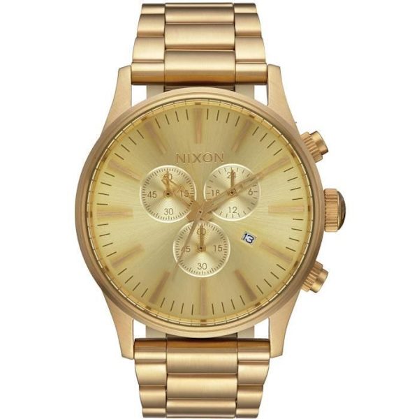 Klocka - Nixon - Sentry Chrono A386-502 - Rostfritt Stål - Guld - Analogisk Guld