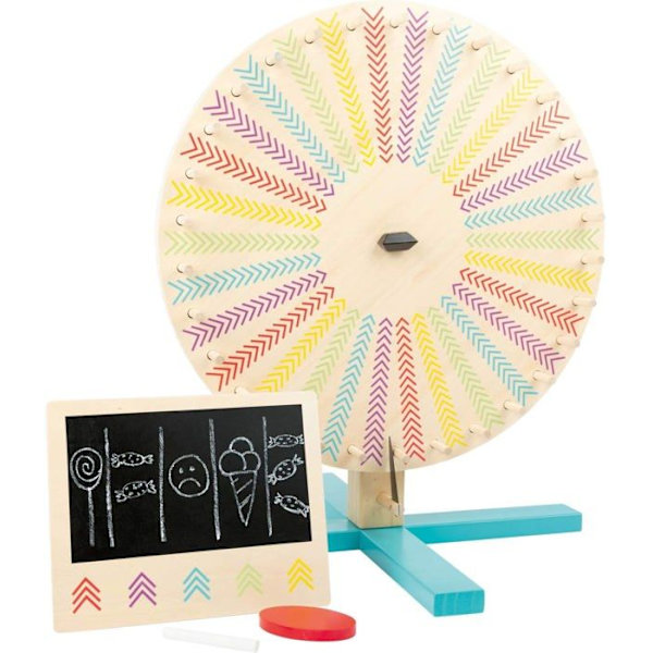 Brädspel - Small foot - 11371 - Wooden Wheel of Fortune - 30 färgfält - Blackboard - 5 år Beige