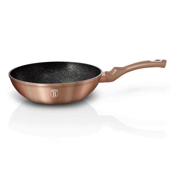Wok - 28 cm - Koppar Metall - Marmorbeläggning - Turbo induktion