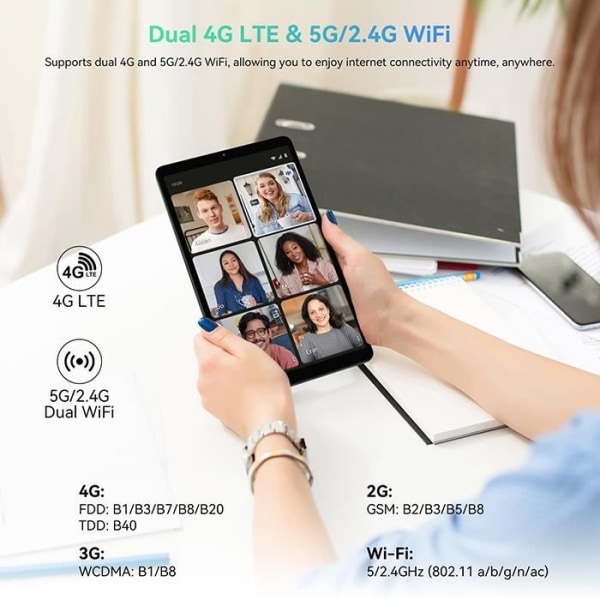 Blackview Tab 60 Touch Tablet 8,68" Android 13 12GB+128GB-SD 1TB 6050mAh 8MP+5MP PC Mode,5G WiFi,4G Dual SIM Tablet PC - Blå