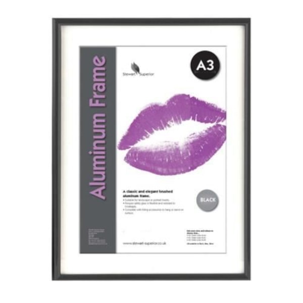 Fotoram - Seco - A3 - Aluminium - Säkerhetsglas - Svart svart
