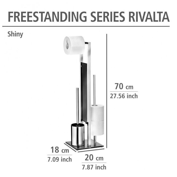 Kombinerad toalettpappershållare och toalettborste - Rivalta - Inox Svart