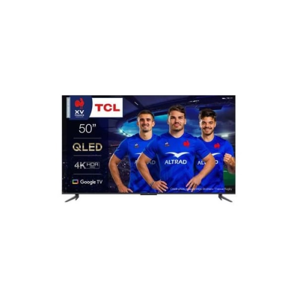 QLED TV TCL 50C647 127 cm 4K UHD Google TV 2023 Borstad aluminium