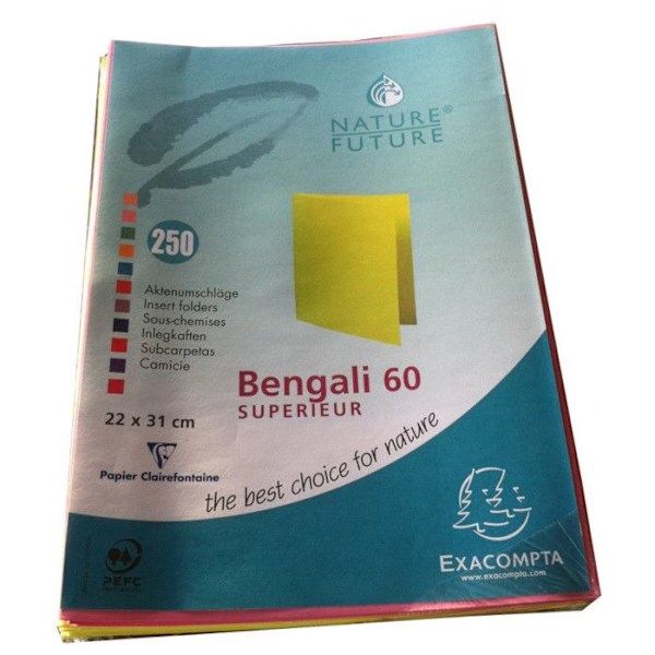 EXACOMPTA undertröjor - BENGALI 60 modell - 250 olika delar - Återvunnet kort Blandad