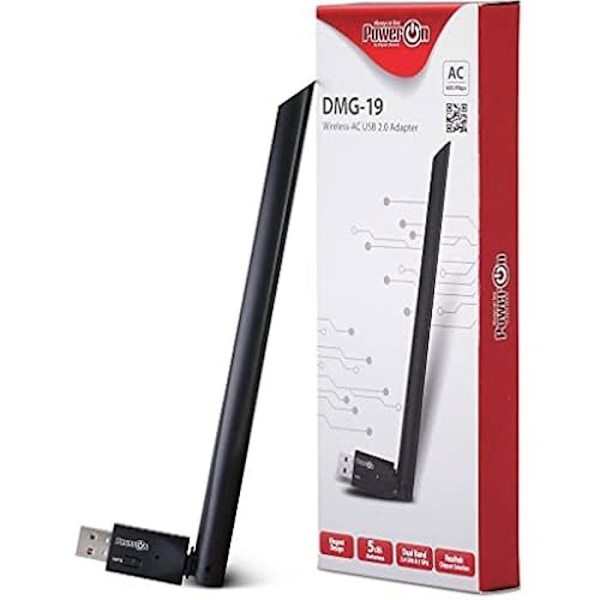 WLAN-adapter - INTER-TECH - DMG-19 - 600 Mbps - USB - Förbättrad räckvidd Svart