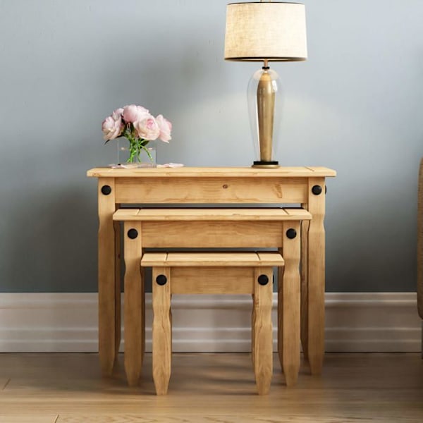 Movian - 333334 - Amazon Basics rektangulära korona-häckningsbord, massiv furu, 38D x 60W x 50H cm (tidigare varumärke)