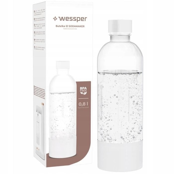Wessper Vattenflaska, Högkvalitativ PET-flaska på 800 ml Kolsyrningsflaskor Vit