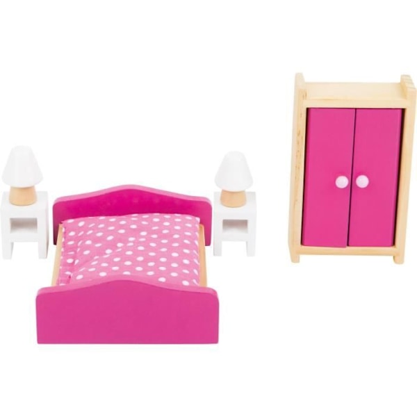 Dockhusmöbler - Ej specificerat - Sovrum - 6 delar - Trä - Rosa
