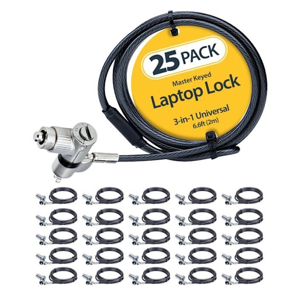 Stöldskyddssystem - Startech - UNIVMK25-LAPTOP-LOCK - 25 universella lås - 2m kabel - Anpassningsbar säkerhet