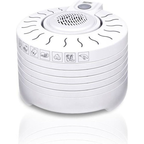 MPM MSG-01 elektrisk dehydrator, 5 utdragbara brickor på 28 cm, frukt, svamp och grönsaker, 250W