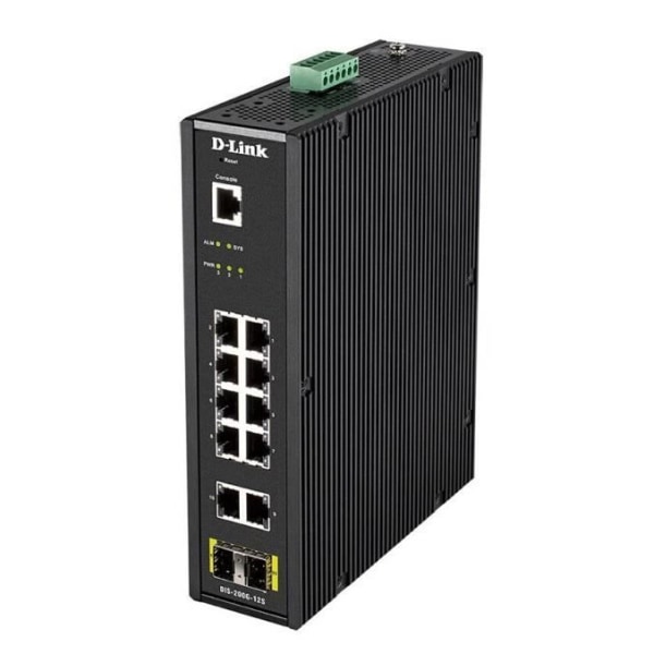 D-LINK DIS-200G-12S Hanterbar Ethernet-switch med 10 portar - 2 lager stöds - Modulär - Twisted Pair, fiberoptisk