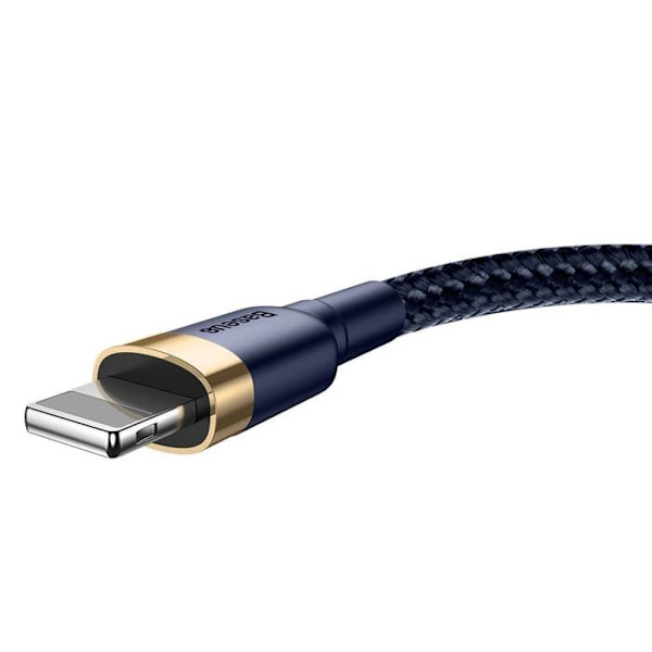 Baseus Cafule blå+guld USB till Lightning-kabel 15A 2M flätad kompatibel för iPhone 6 7 8 Plus XS XR 11 12 13 CALKLF-CV3 Guld-Blå