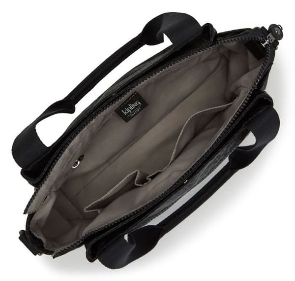kipling Svart och grå axelväska för kvinnor - Basic Plus Elysia Shoulder Bag Signature Emb 232564 svart, grå