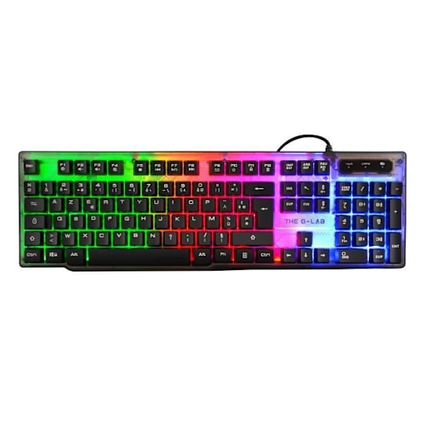 G-LAB KEYZ-NEON speltangentbord - Bakgrundsbelyst - Kabelanslutet - 19 anti-ghosting-tangenter - 12 multimediagenvägar - AZERTY