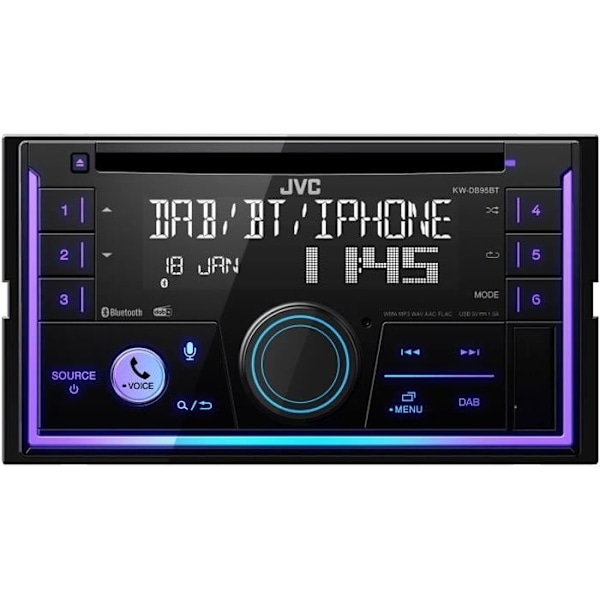 Bilradio - JVC - 2 DIN KW-DB95BT - CD - USB - iPod - Bluetooth - DAB+