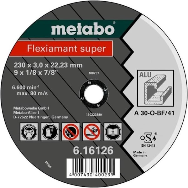 Metabo 616751000 Flexiamant Super 115x2, 5x22, 2 Aluminium, Svart