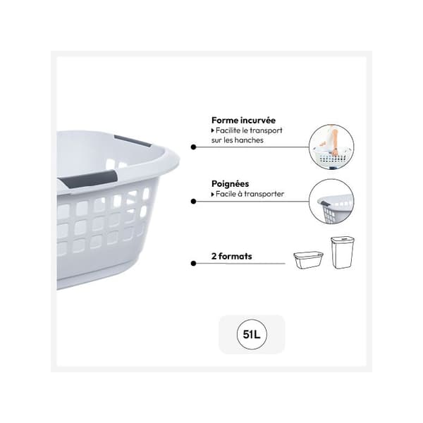Tvättkorg 51L "Hugger" vit - 5 five simply smart Vit