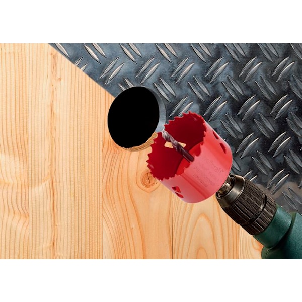 wolfcraft - BiM Multi Material Hålsåg - Diameter 74 mm - Skärdjup 40 mm, Centreringsborr - ref. 5475000 Rött och grått