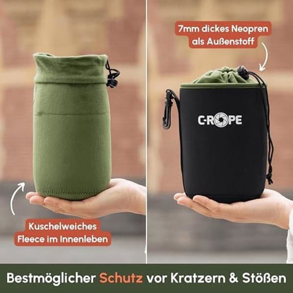 Objektivfodral - C-ROPE - Svart - Neopren - Fleecefoder - Transport Svart