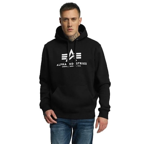 Sweatshirt med Huvud - Alpha Industries - Basic Hoody - Svart - Herr - Långärmad Svart jag