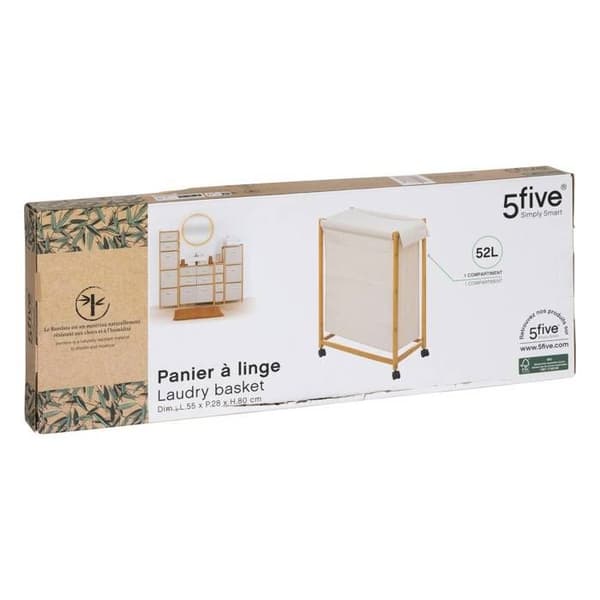 Tvättkorg med hjul 52L beige - 5five beige