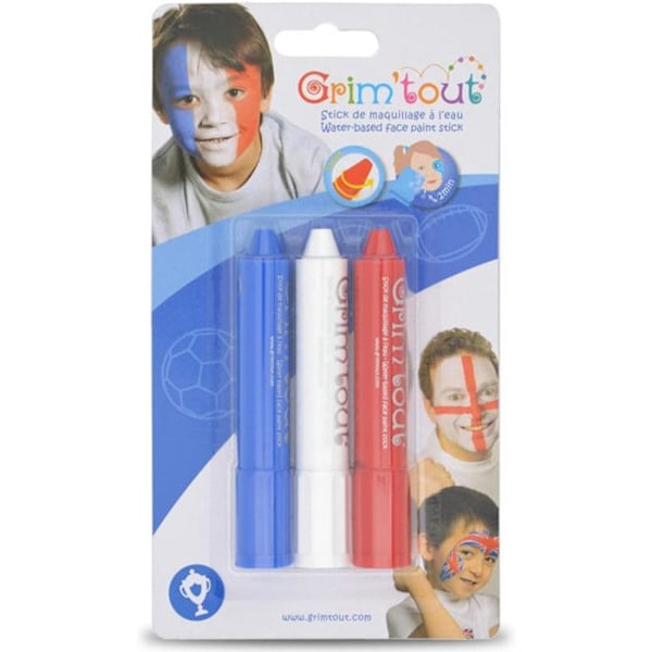 Ansiktssmink set - GENERIC - 3 Sticks Blå Vit Röd - Lätt att använda
