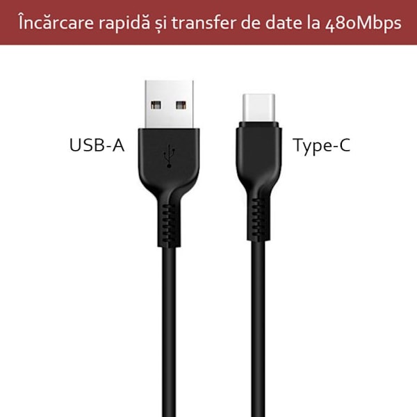 Hoco - Flash datakabel (X20) - USB-A till USB Type-C, 10W, 3A, 2m - Svart