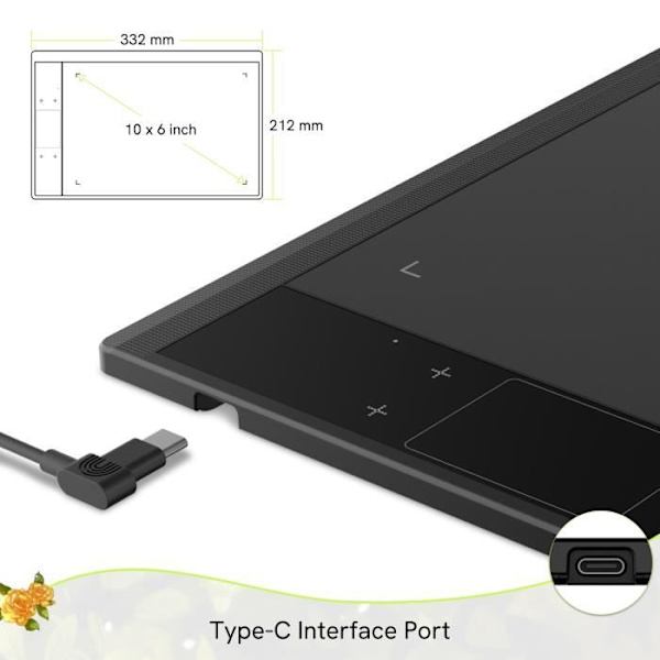 VEIKK A30 10x6 ritplatta med 4 pekknappar 1 pekplatta, 8192 batterifri penna för Win, Mac, Linux, Android Några