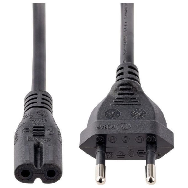 StarTech.com 2 m strömkabel för bärbar dator - EU-kontakt till C7, 2,5A 250WG, 18AWG - Strömkabel för I