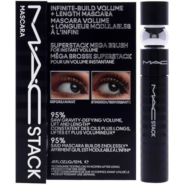 Mascara - MAC - MAC Stack - Macro Superstack Borste - 0,41 oz - Svart - Ej vattentät Svart