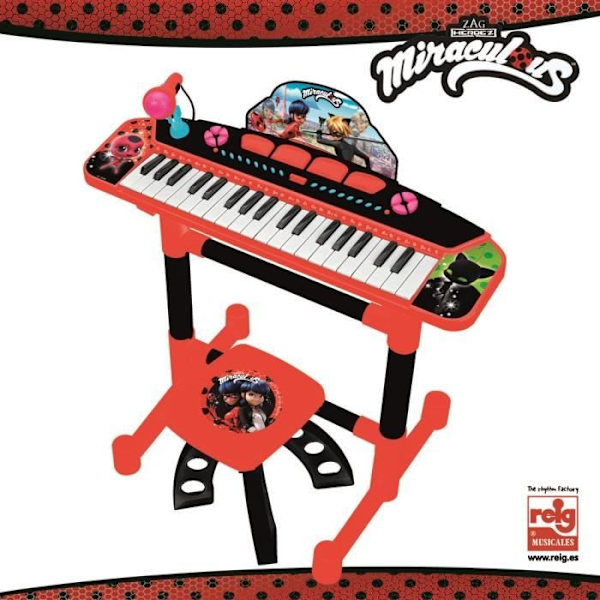 MIRACULOUS / LADYBAG Elektroniskt tangentbord - 4 slagverk - 8 instrument - 8 rytmer - Batteridriven