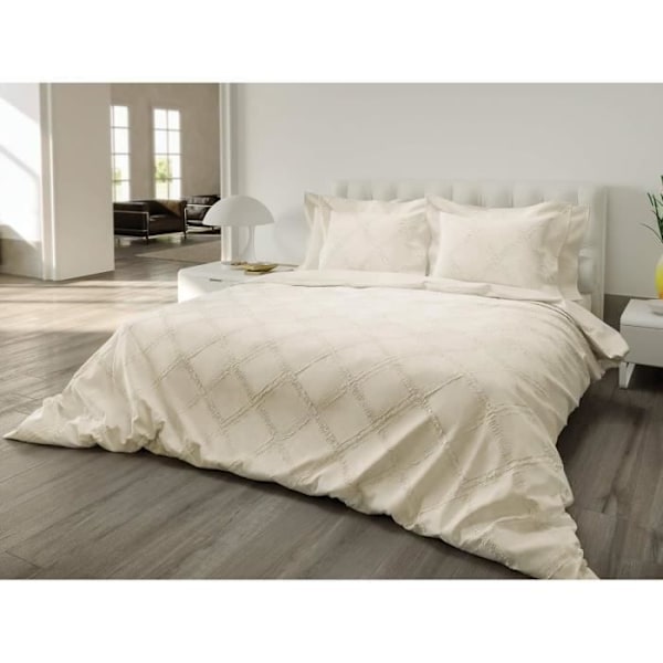 Duvetöverdrag - Madelein - 140x220 cm - 100% Bomull Percale - Färg Ecru - Antik ääne äggskal