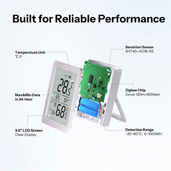 SONOFF AirGuard TH LCD-skärm 3,6'' Temperatur- och fuktighetssensor Zigbee | SNZB-02DR2