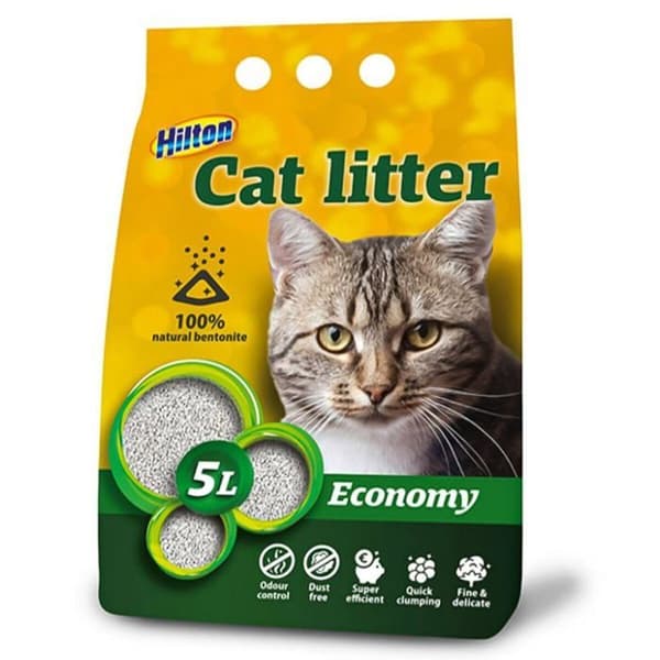Kattströ - Hilton - Bentonit Ekonomi - Agglomererande - 5L - Grå