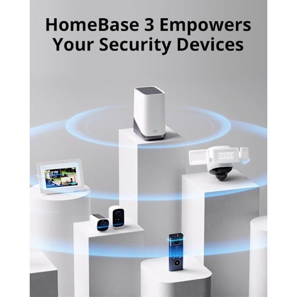 Nätverksserver - Eufy Security - T80303D1 - 16 GB lagring - Militär kryptering - Inbyggd alarm