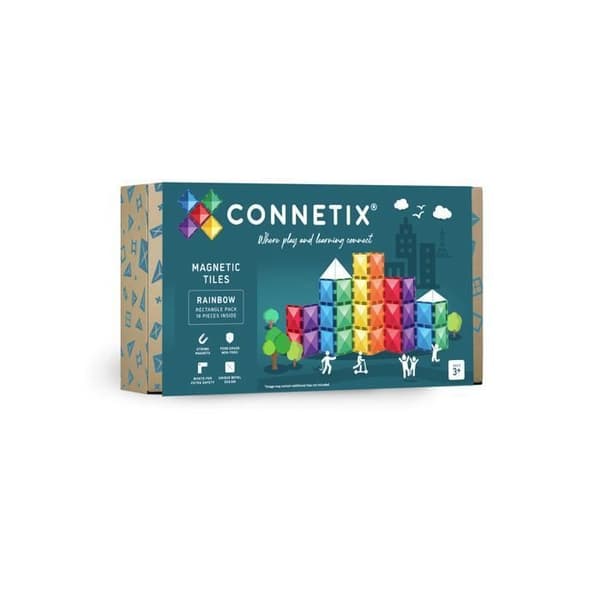 CONNETIX Byggplattor Magnetiska Regnbåge Paket Rektangel, 18 Delar Regnbåge