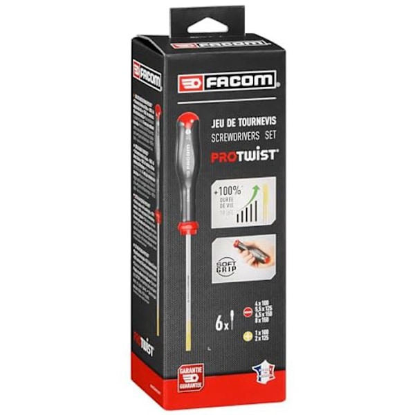 Skruvmejselset - FACOM - ATP.J6PB - Kemikaliebeständig - Optimerad ergonomi - Soft Grip
