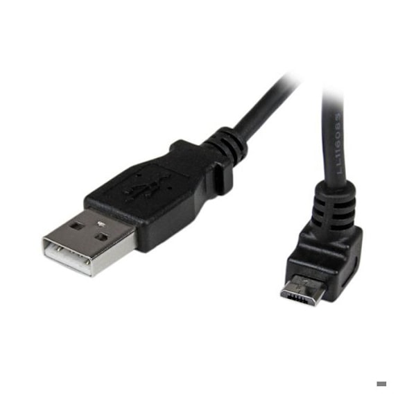 Micro USB-kabel - A till Micro B vinklad 90° uppåt - 1 m - Svart